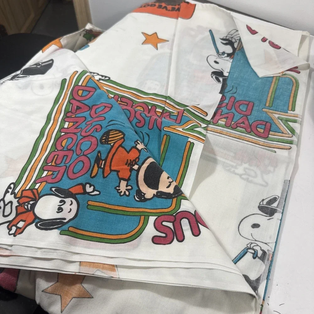 Peanuts Vintage‎ Disco Fever 4 Piece FULL Sheet Set 1970's 2 Pillow Cases